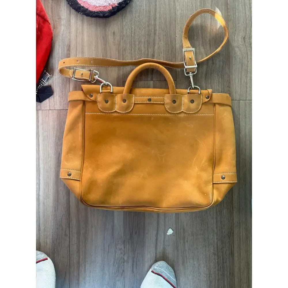 J. Peterman Company Leather Flap Tote/Messenger Bag